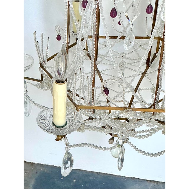 Vintage Swag Crystals Pagoda Chandelier For Sale - Image 4 of 12