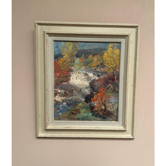 Hundt, Waterfall, 1950s, Oil Painting on Panel, Framed For Sale - Image 14 of 16