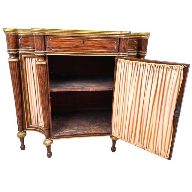 Regency Simulated Rosewood Breakfront Side Cabinet, 1825 For Sale - Image 12 of 13