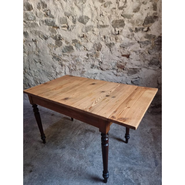 Vintage Pine Table with Extendable Side, 1930s For Sale - Image 10 of 18