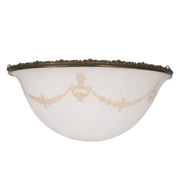 Early 20th Century Art Deco Inverted Hanging Chandelier Bowl Lamp Shade C. 1920/30's For Sale - Image 5 of 10