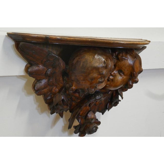 Wood Antique Carved Wood Cherub Wall Bracket, 1850 For Sale - Image 7 of 9