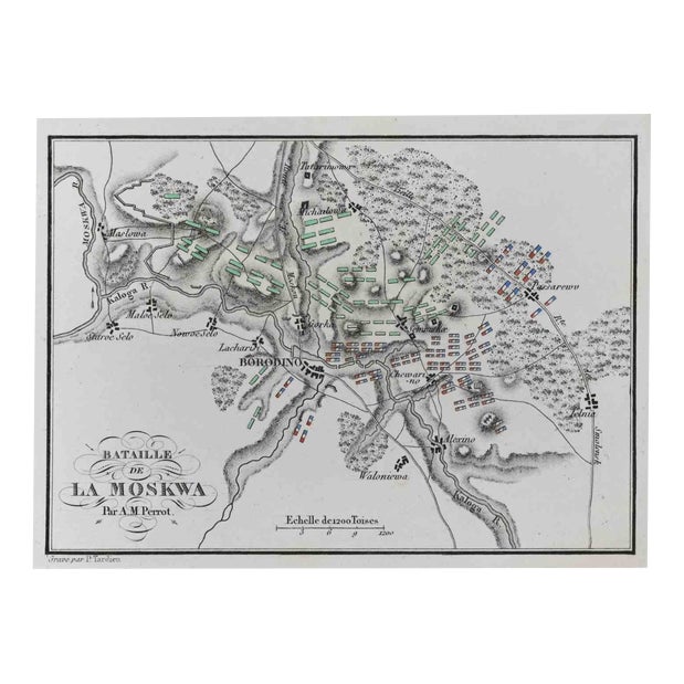 Pierre Francois Tardieu, Bataille de la Moskwa, Etching, 1837 For Sale