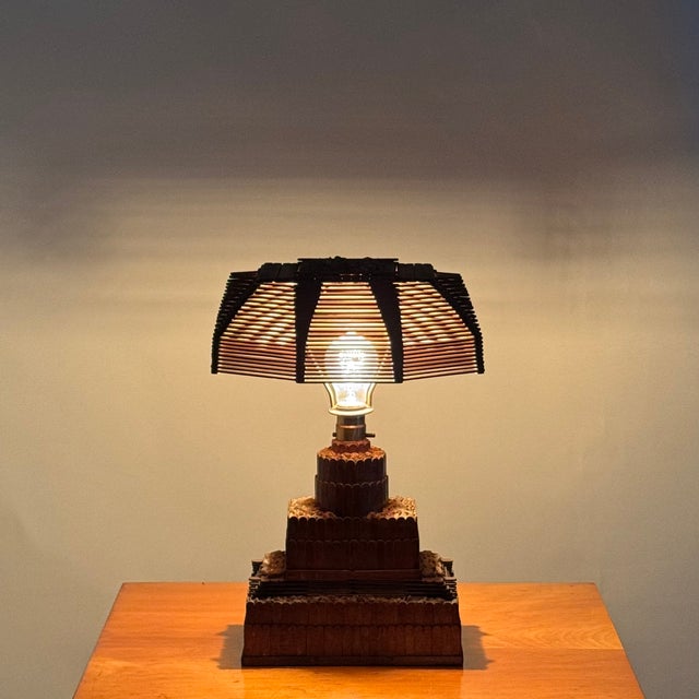 Mid 20th Century Whimsical Tramp Art Desk or Table Lamp For Sale - Image 4 of 13