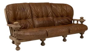 20th Century Belgian Leather Sofa