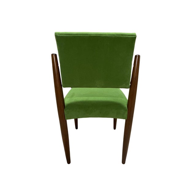 Set of 6 Italian Mid-Century Modern Dining Chairs in Walnut and Green Upholstery, C. 1960s For Sale In New York - Image 6 of 8