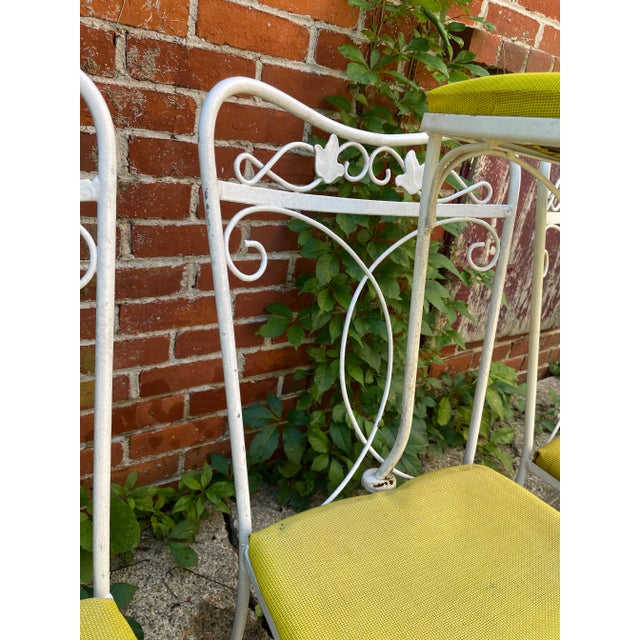 Vintage Wrought Iron Outdoor Patio Chairs Set of 6 Designed after Woodard and made by Lyon Shaw 2 Sets Available or...
