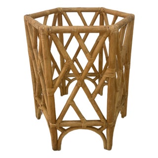 Natural Rattan Chippendale Pedestal Dining Table Base For Sale
