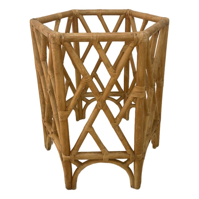 Natural Rattan Chippendale Pedestal Dining Table Base For Sale