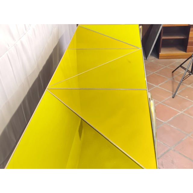 Contemporary Modern Yellow Four Door Sideboard With Venetian Glass Available - Made in Italy For Sale - Image 3 of 5