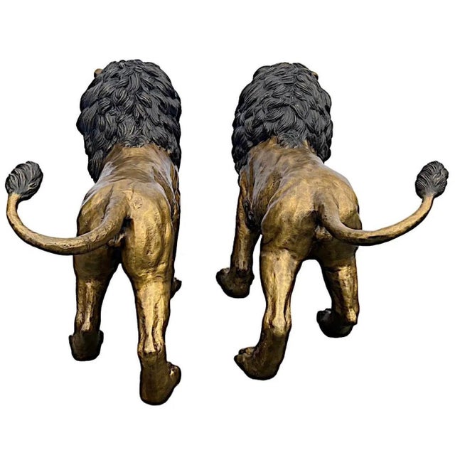 A pair of monumental bronze lions on clearance. Need to make room so they are on sale. Great focal point for a garden or...