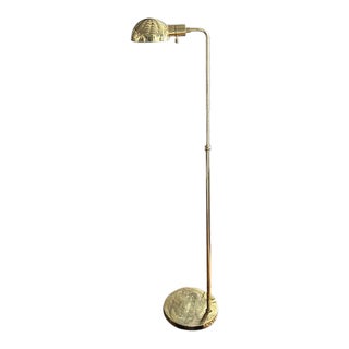Mid Century Brass Floor Lamp With Shell Shape Shade For Sale
