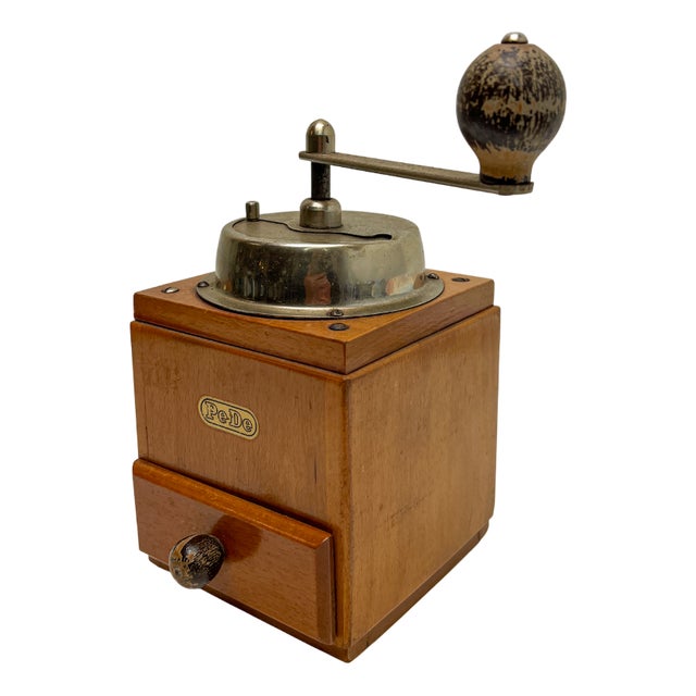 Pede Manual Coffee Grinder in Wood and Metal, 1950s For Sale