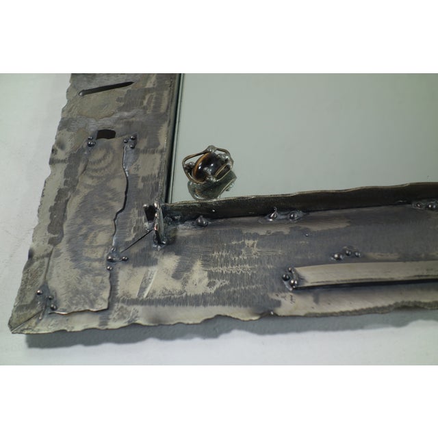 Metal Italian Art Metal Wall Mirror from Ely, 1970s For Sale - Image 7 of 9