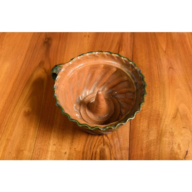 Ceramic French 19th Century Green and Brown Glazed Pottery Cake Mold with Grooves For Sale - Image 7 of 12