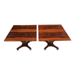 Two Part Rosewood Two Pedestals Dining Table Game Table - a Pair