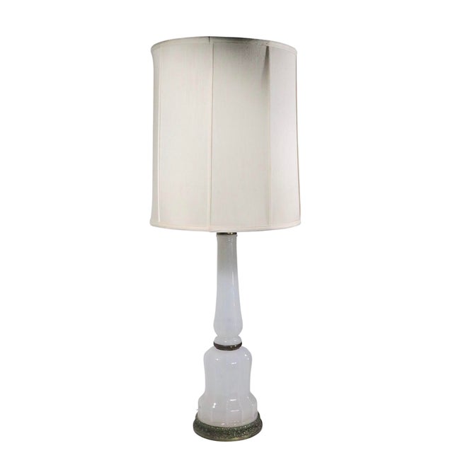 Mid 20th Century Pair of Vintage Opaline Glass Table Lamps in the French Style Attributed To Stiffel For Sale - Image 5 of 12