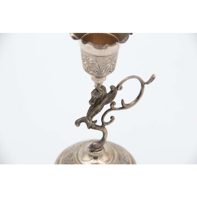 Silver Toothpick Holder with Chalice Over Mythological Figure in Relief, in Good conditions.