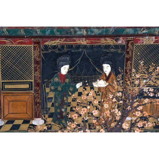Mid 20th Century Framed Chinoiserie Panel With Stone Inlay For Sale - Image 5 of 5