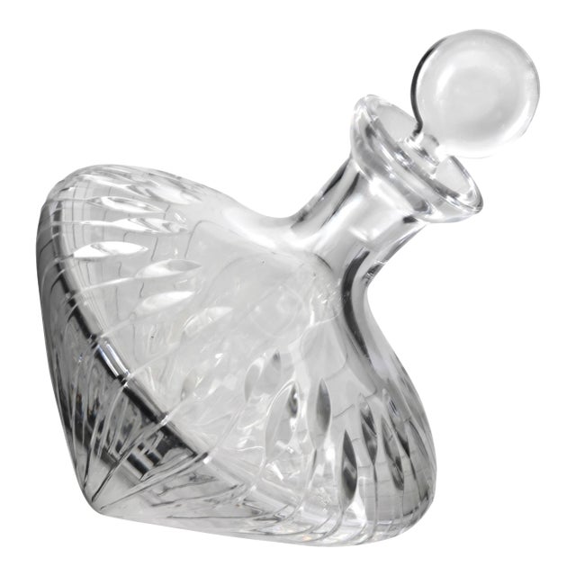 Mid 20th Century Crystal Tilted "Spinning" Top Decanter For Sale