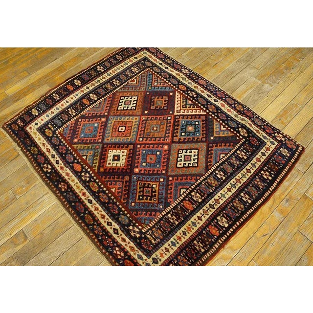 Antique Persian Kurdish rug, size: 2'10" x 3'6". Antique Kurdish Persian Multicolor 1890s Square Rug, Circa Date: 1890s....