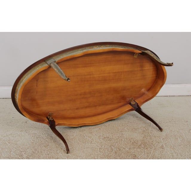 Italian Marquetry Inlaid Oval French Style Coffee Table For Sale - Image 14 of 14