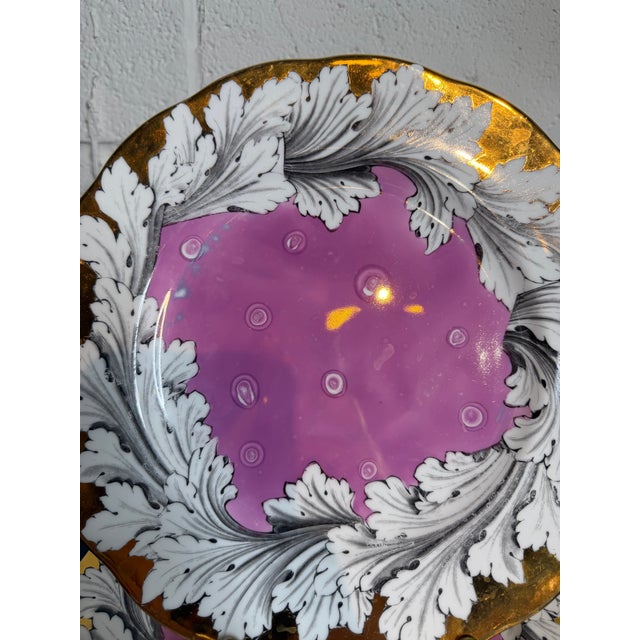 Transitional Set of Eight Fornasetti Style Pink Splash Luster Dinner Plates For Sale - Image 3 of 11