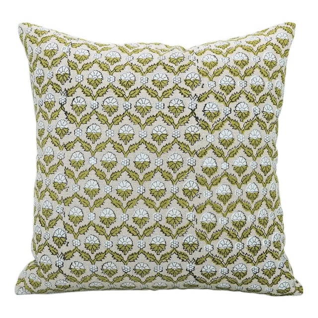 Fabdivine Handmade Block Printed Cushion Cover 18x18 Inch Pure Linen- Shehnaz For Sale
