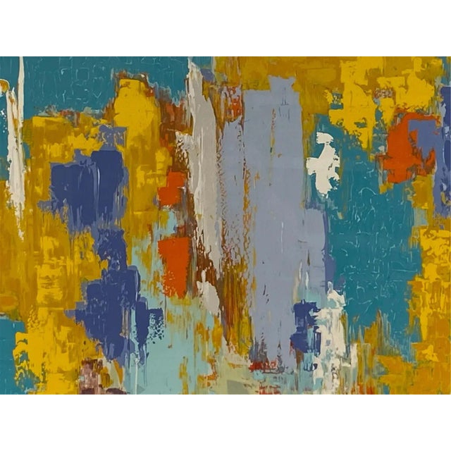 Large Modern Abstract Signed with pencil on lower left circa 1950 image 27.5 x 37.5 in frame 34.5 x 44.5 in.