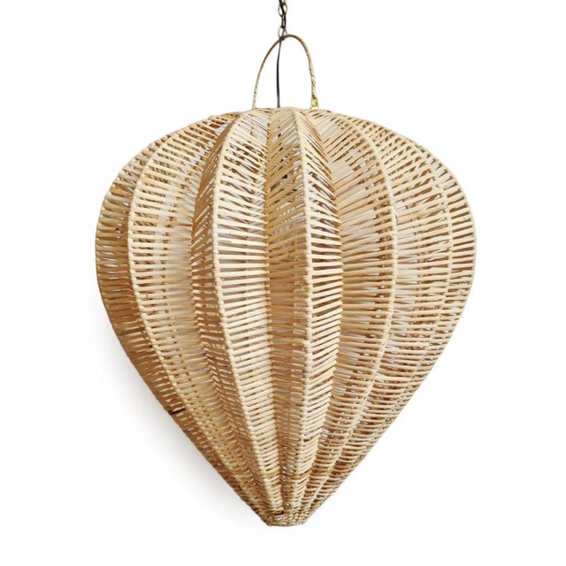 Contemporary Contemporary Raw Rattan Starfruit Pendant Light Medium For Sale - Image 3 of 9
