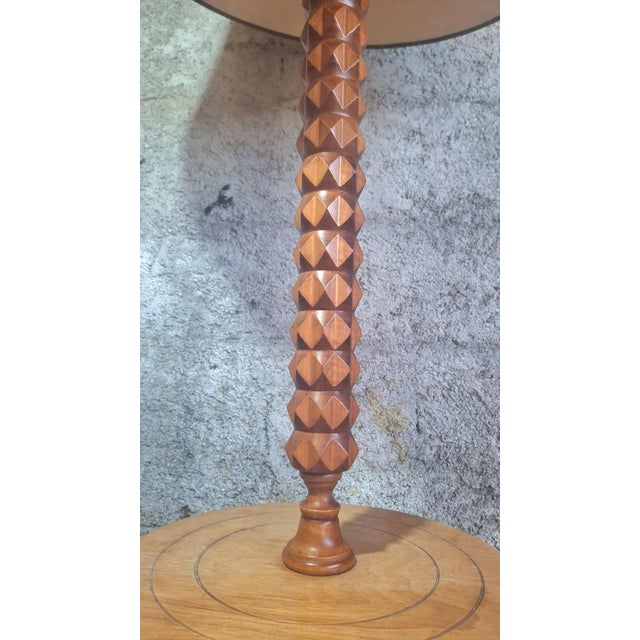 Louis XIII Floor Lamp with Integrated Table in Turned Wood, 1950s For Sale - Image 3 of 7