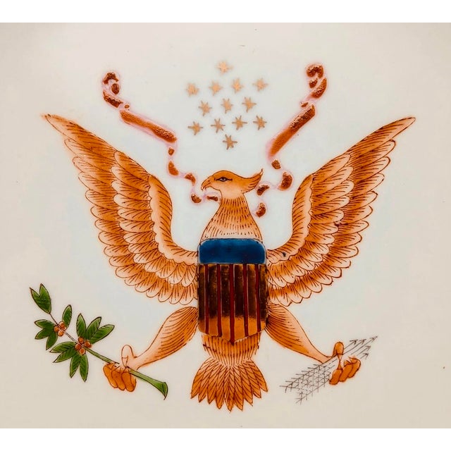 Late 19th Century Antique Chinese Export Porcelain Dinner Plates, American Eagle Great Seal, Set of 6, Circa 1900 For Sale - Image 5 of 17