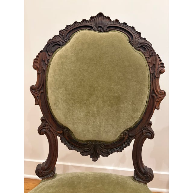 Victorian Rococo Revival Walnut Parlor Chairs - Pair For Sale - Image 9 of 12