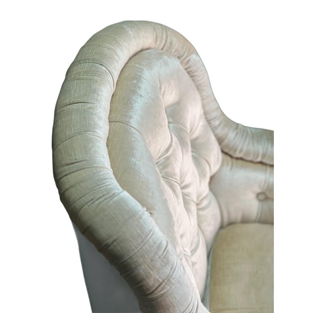 Textile 1990s Pair Hollywood Regency Baker Furniture Company Slipper Chairs For Sale - Image 7 of 18