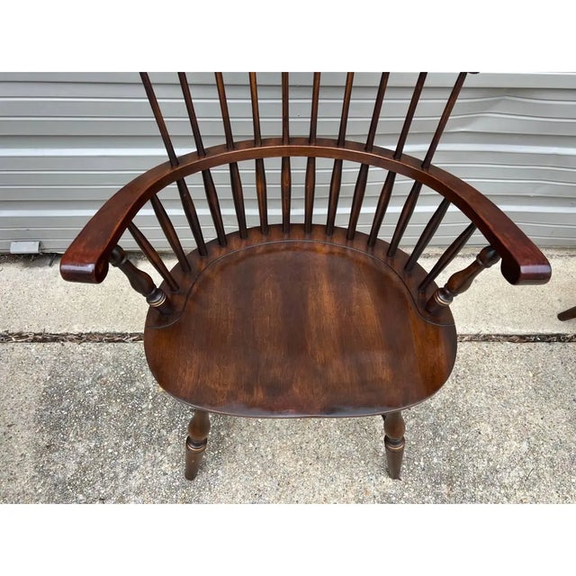 Wood Pair of Vintage Hitchcock Style Solid Wood Windsor Open Armchairs. For Sale - Image 7 of 12