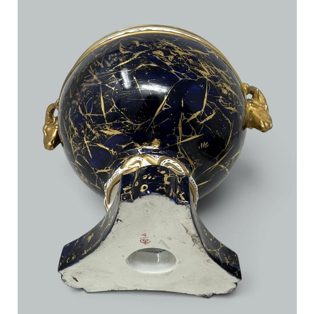 Antique Regency English Crown Derby Vase Pot Pourri Centerpiece Cobalt Blue 1815 For Sale - Image 11 of 11
