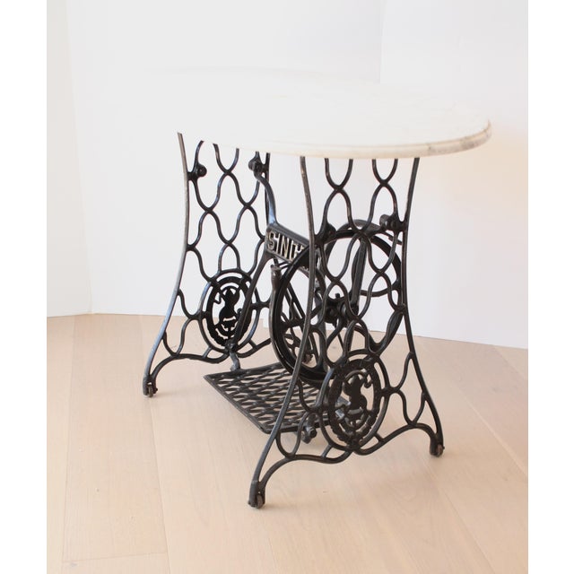 Early 20th Century Early 20th C. Carrera Marble & Singer Sewing Machine Console For Sale - Image 5 of 8
