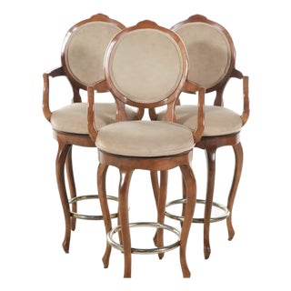 Late 20th Century Set of Three Century Chair Company French Provincial Style Barstools For Sale