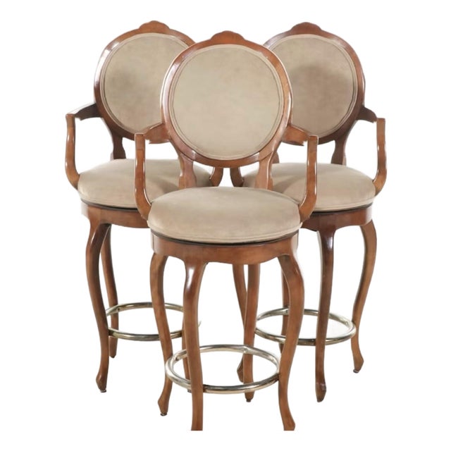 Late 20th Century Set of Three Century Chair Company French Provincial Style Barstools For Sale
