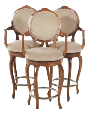 Late 20th Century Set of Three Century Chair Company French Provincial Style Barstools