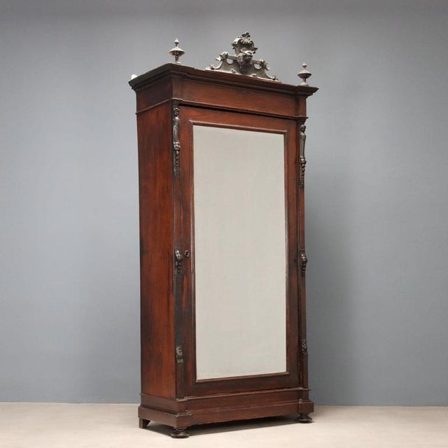 Antique Wardrobe in Violet Wood Veneer, Italy, 19th Century For Sale - Image 13 of 13