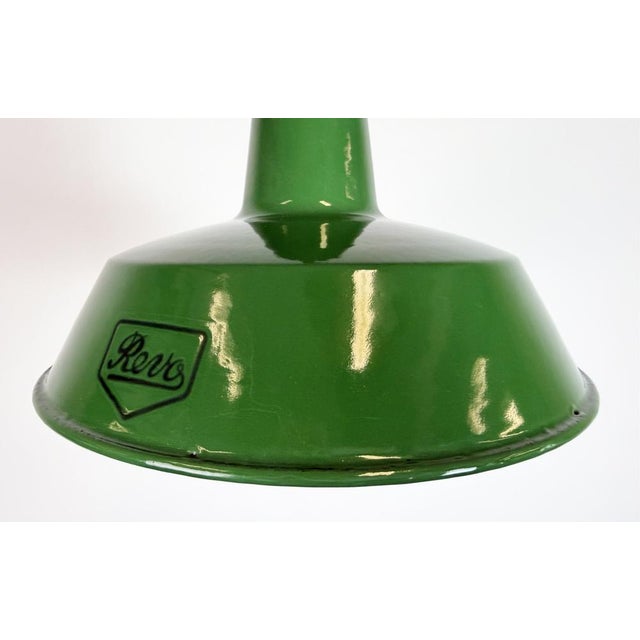 Industrial Green Enamel Factory Pendant Lamp from Revo, 1950s For Sale - Image 4 of 17