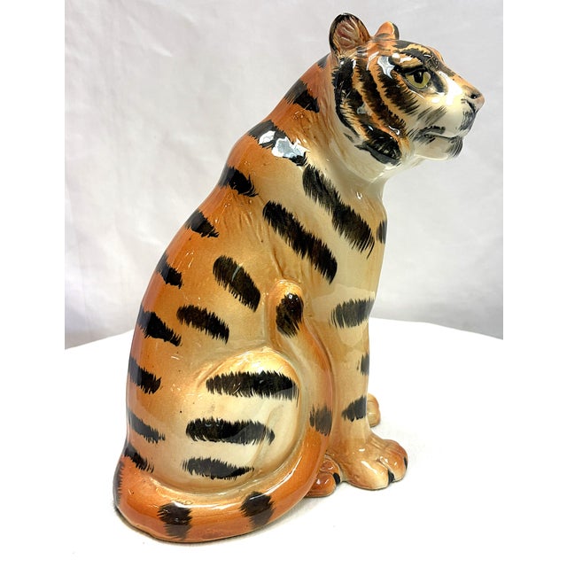 Orange Vintage Ceramic Tiger Figure For Sale - Image 8 of 15