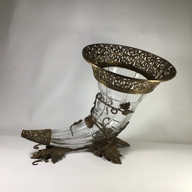 2000’s Cornucopia “Horn of Plenty” Made of Bronze and Crystal by Castilian Imports For Sale - Image 13 of 13
