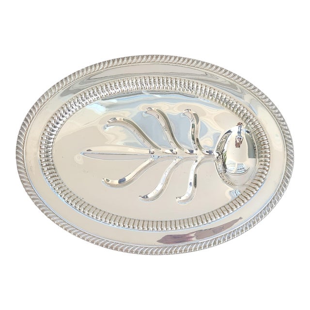 Early 20th Century Buckingham English Regency Silver Plate Oval Meat Cutlery Serving Platter For Sale