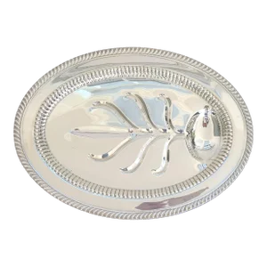 Early 20th Century Buckingham English Regency Silver Plate Oval Meat Cutlery Serving Platter