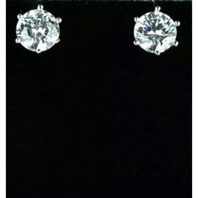 1.0 Carat Diamond Solitaire Stud Earrings 6 Prongs Screw Back 18 Kt White Gold For Sale - Image 18 of 18