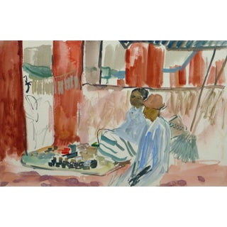 Stephane Magnard, French Watercolor - Island Market For Sale