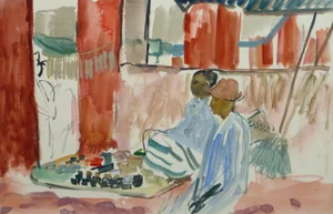 Stephane Magnard, French Watercolor - Island Market