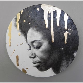 Not All That Glitters III by Daggi Wallace | Charcoal and Pastel Artwork of a Woman's Profile For Sale